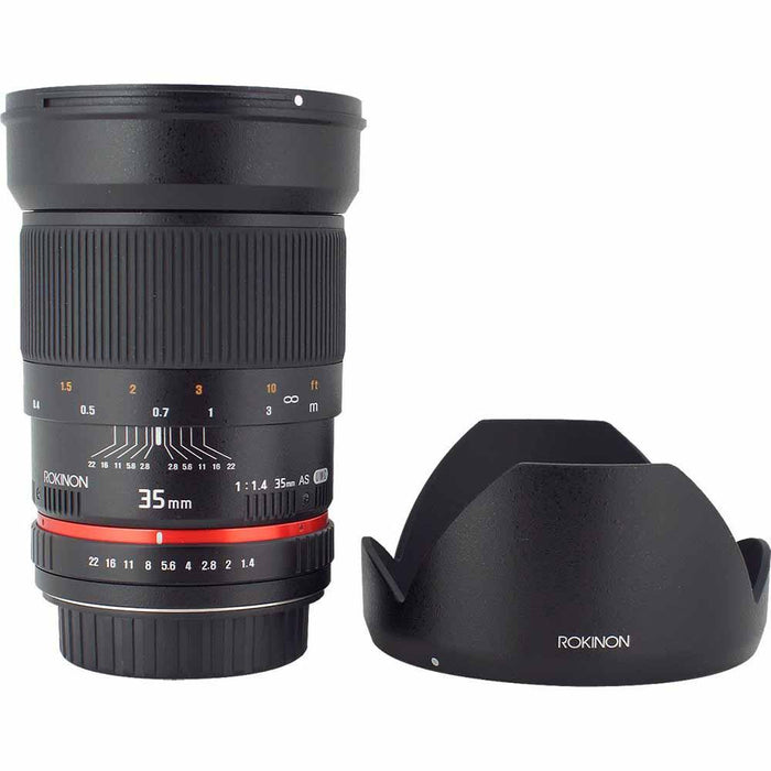 ROKINON 35mm f/1.4 AS UMC Wide Angle Lens for Nikon with Automatic Chip - Open Box