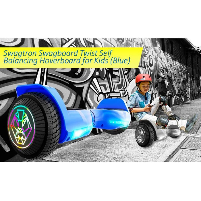 Swagtron Swagboard Twist T580 Kids and Teens LED Hoverboard - Blue - Open Box