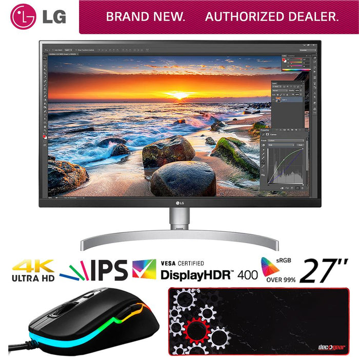 LG 27UL850-W 27" 4K UHD IPS LED Monitor w/ VESA DisplayHDR 400 +Gaming Mouse Bundle