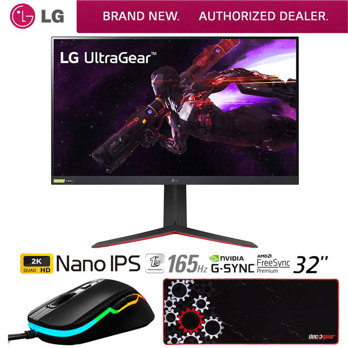 LG 32" UltraGear QHD Nano IPS 165Hz HDR Monitor w/ G-SYNC + Gaming Mouse Bundle
