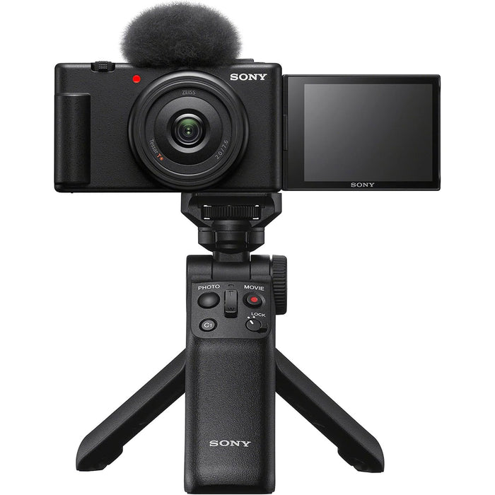 Sony ZV-1F Vlog 4K Camera + ACCVC1 Vlogger Tripod Kit Content Creator Bundle - Black