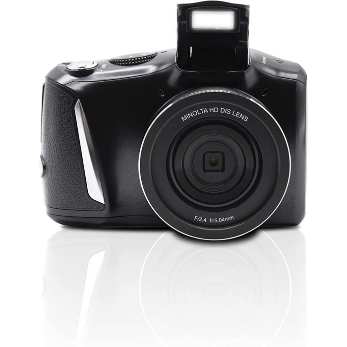 Minolta 48 MP 4K UHD 16X Digital Zoom Digital Camera (Black) w/ Deco Camera Case