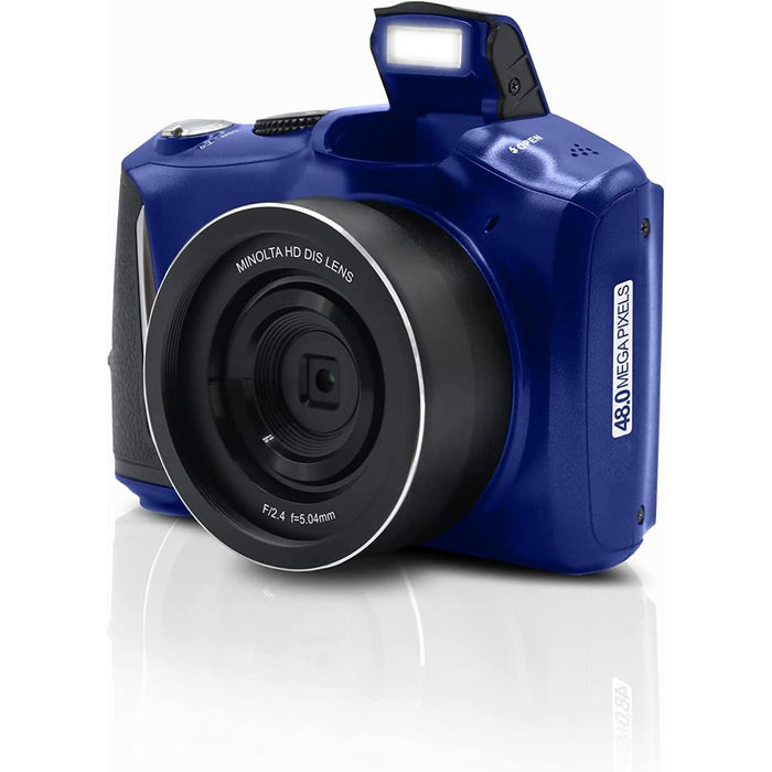 Minolta 48 MP 4K UHD 16X Digital Zoom Digital Camera (Blue) w/ Deco Camera Case