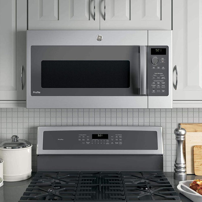 GE Profile 2.1 Cu. Ft. Over-the-Range Microwave Oven Steel with 2 Year Warranty