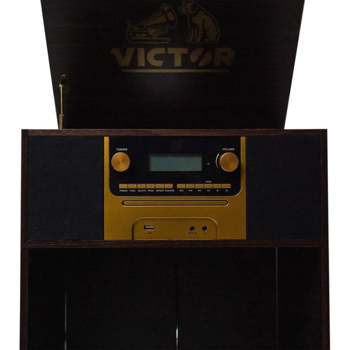 Victor Boyleston 7-in-1 3-Speed Turntable with Bluetooth, Espresso (VWRP-4500-ES)