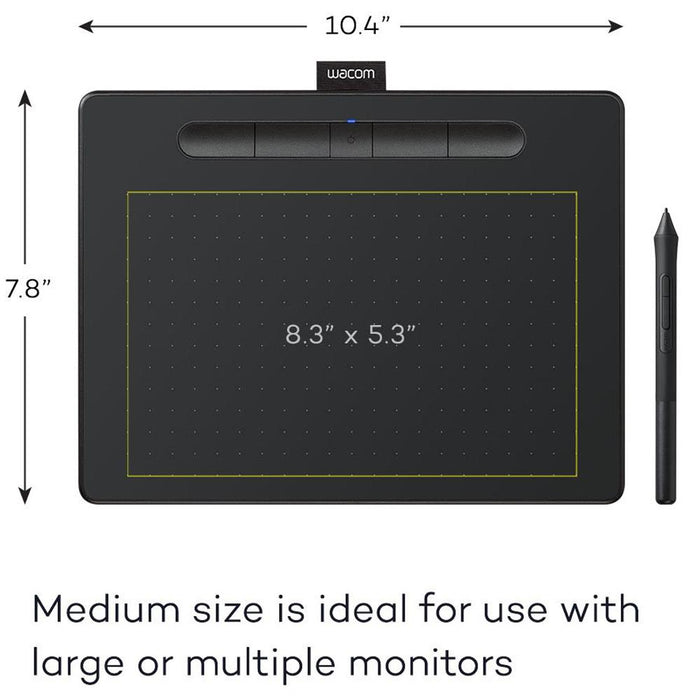Wacom Intuos Creative Pen Tablet Bluetooth Medium Renewed with 2 Year Warranty