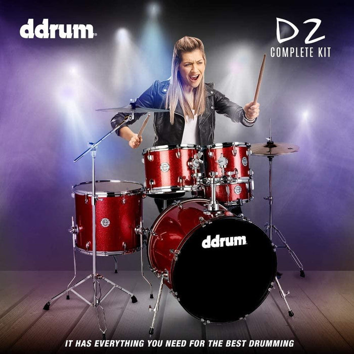 DDRUM D2 5-piece Complete Drum Kit with Throne, Red Sparkle - D2 522 RSP - Open Box