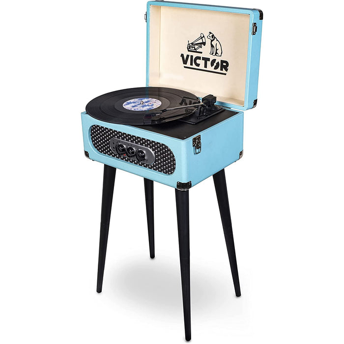 Victor Andover 5-in-1 Music Center with Chair Height Legs, Turquoise (VWRP-3200-TQ)