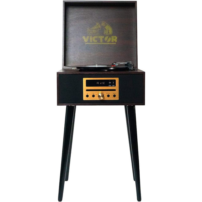 Victor Newbury 8-in-1 Wood Music Center with Chair Height Legs, Espresso (VWRP-3500-ES)