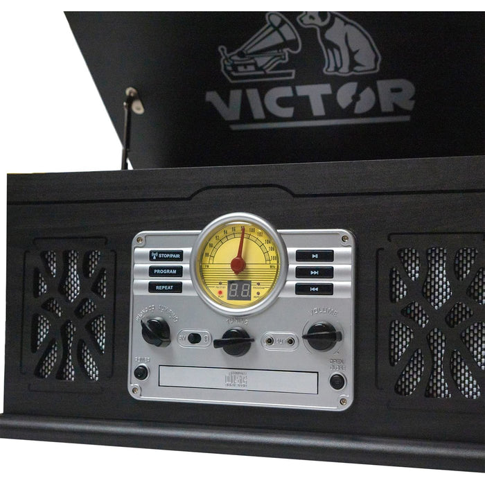 Victor State 7-in-1 3-Speed Turntable with Dual Bluetooth, Graphite (VWRP-3800-GR)