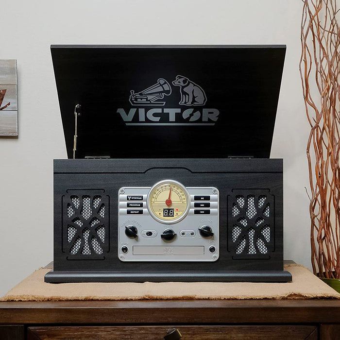 Victor State 7-in-1 3-Speed Turntable with Dual Bluetooth, Graphite (VWRP-3800-GR)