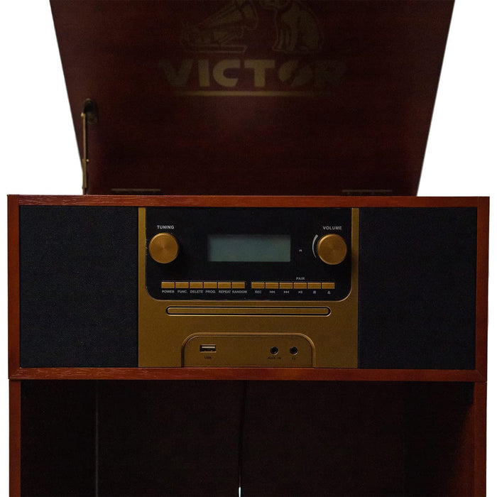 Victor Boyleston 7-in-1 3-Speed Turntable with Bluetooth, Mahogany (VWRP-4500-MH)