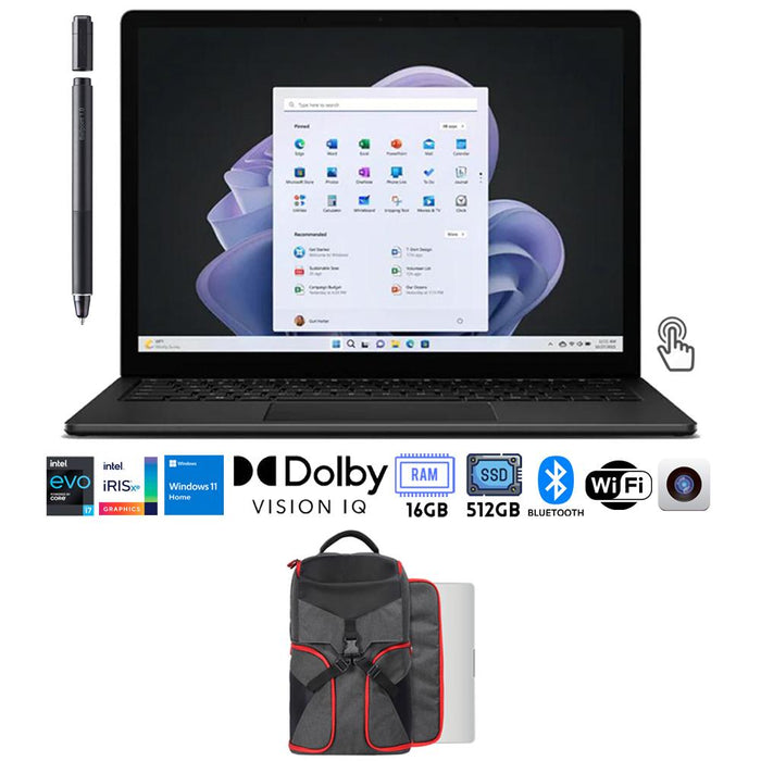 Microsoft Surface Laptop 5 15" Intel i7, 16GB/512GB Touch, Black + Accessories Bundle