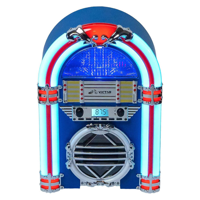 Victor Broadway Desktop Bluetooth Jukebox, Blue