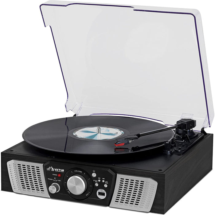 Victor Lakeshore 5-in-1 Turntable Bluetooth System, Black