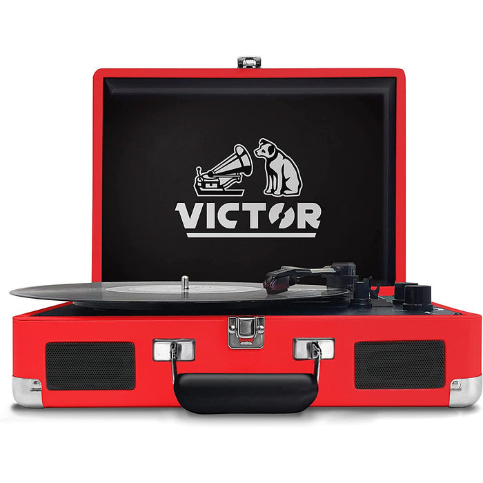 Victor Metro Dual Bluetooth Suitcase Turntable, Red