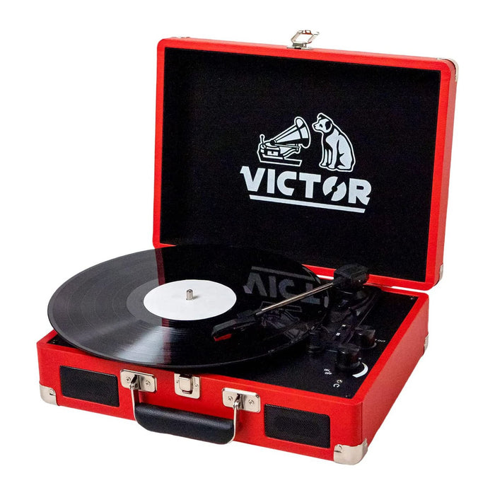 Victor Metro Dual Bluetooth Suitcase Turntable, Red
