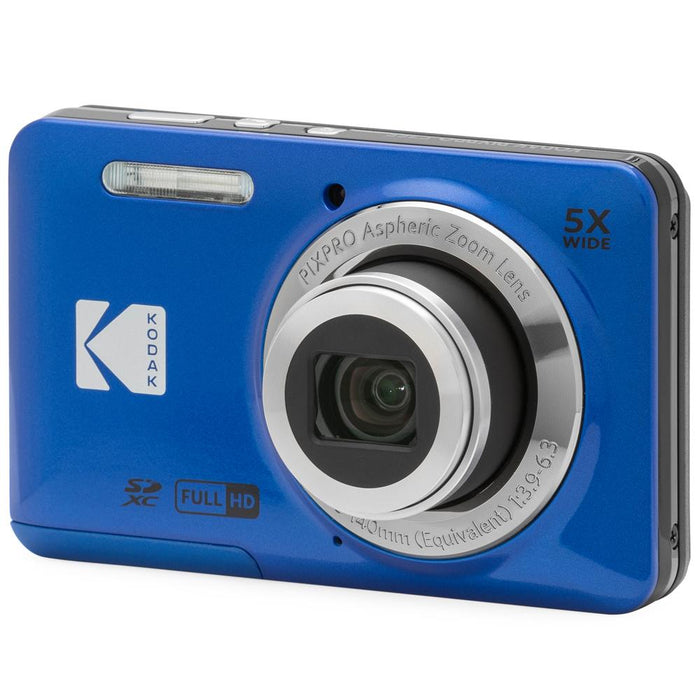 Kodak PIXPRO FZ55 Digital Camera Blue with Lexar 64GB Memory Card