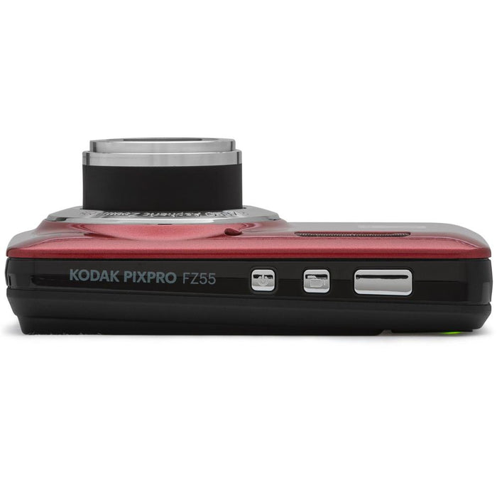 Kodak PIXPRO FZ55 Digital Camera Red with Lexar 64GB Memory Card