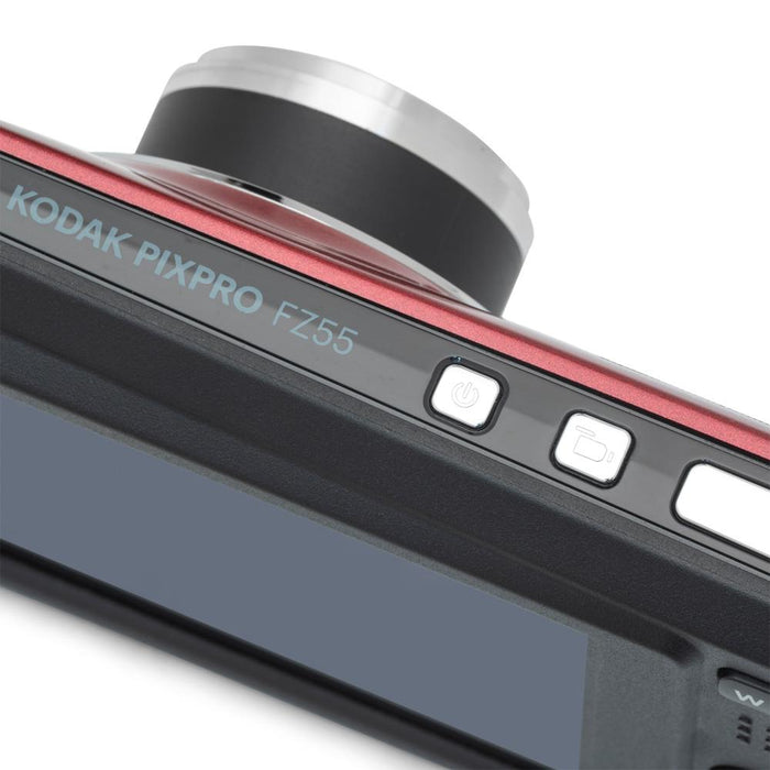 Kodak PIXPRO FZ55 Digital Camera Red with Lexar 64GB Memory Card