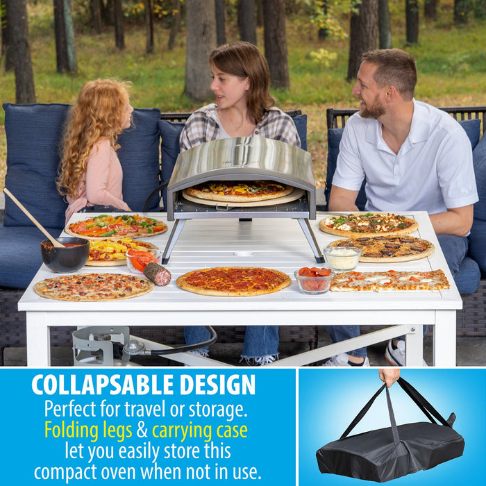 Deco Chef Outdoor Gas Pizza Oven, Portable Design, Self-Rotating Baking Stone, Stainless