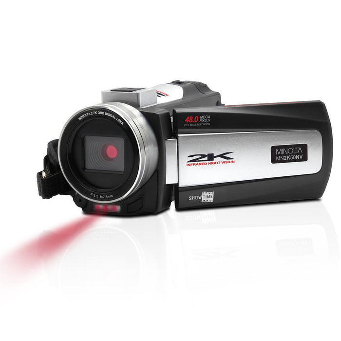 Minolta MN2K50NV 2.7K Quad HD / 48 MP IR Night Vision Camcorder (Black)