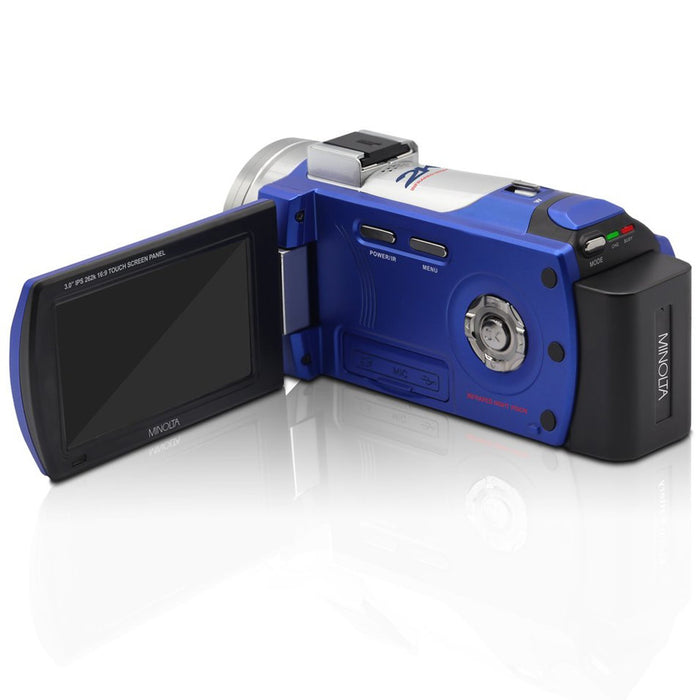 Minolta MN2K50NV 2.7K Quad HD / 48 MP IR Night Vision Camcorder (Blue)