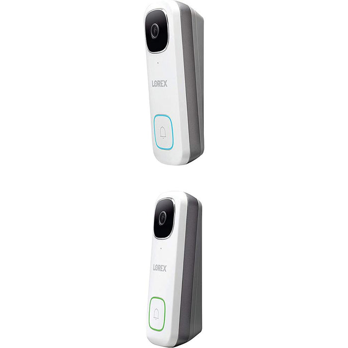Lorex B451AJD-E 2K Wired Video Doorbell, White w/ 2-Pack Smart Wi-Fi Camera Bundle