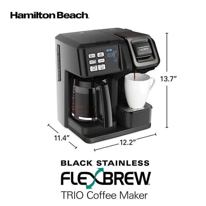 Hamilton Beach FlexBrew Trio Combination Coffee Maker, Black/Stainless Steel - Refurbished