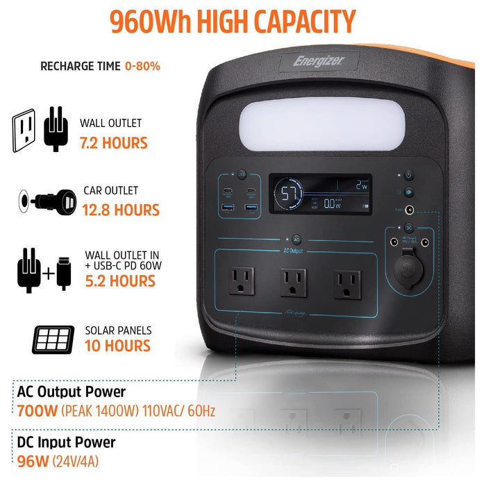 Energizer 960W MAX Portable Power Station Solar Generator