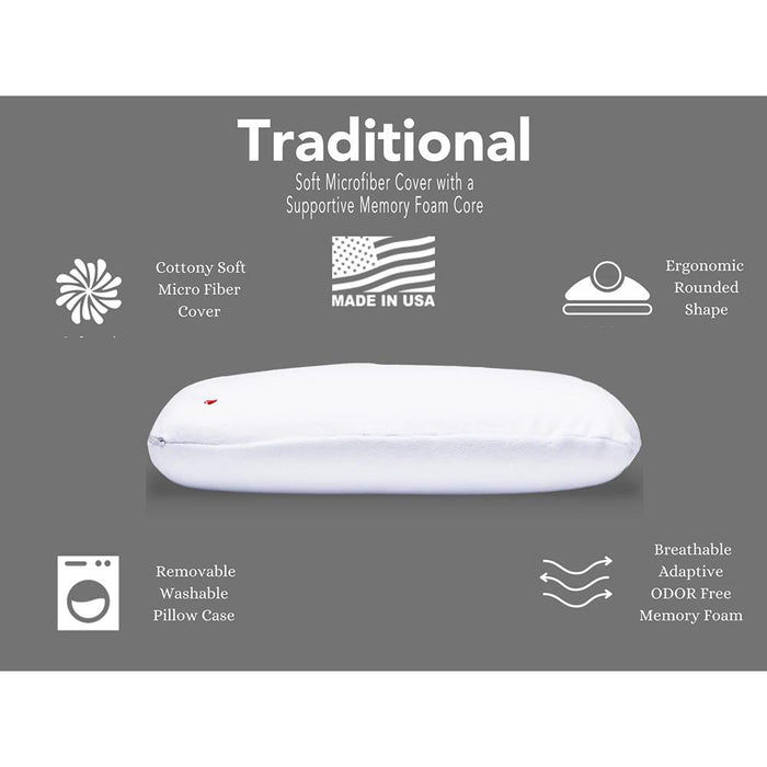 I Love Pillow Traditional Low Profile Queen Sized Pillow (T13-SL)