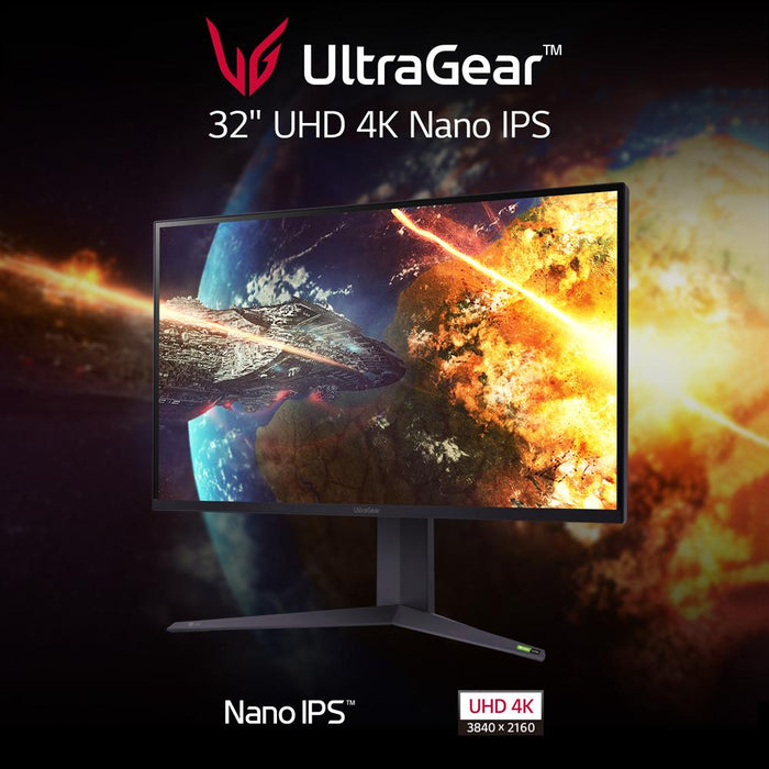 LG 32GQ950-B 32" UltraGear UHD 4K Nano IPS with ATW 1ms 144Hz Monitor - Open Box