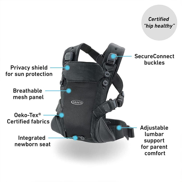 Graco Cradle Me Lite 3-in-1 Baby Carrier Charcoal Gray with 1 Year Warranty