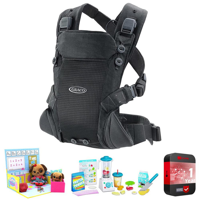 Graco Cradle Me Lite 3-in-1 Baby Carrier, Charcoal Gray w/ Play Set + Warranty Bundle