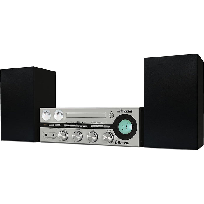 Victor 50-Watt Desktop CD Stereo System with Bluetooth in Silver
