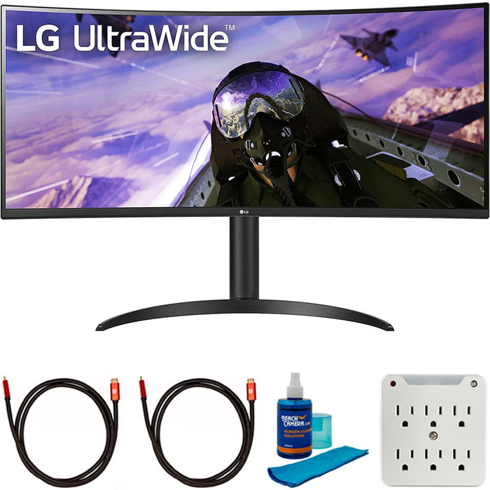 LG 34" Curved UltraWide QHD HDR FreeSync Premium Monitor with Cleaning Bundle