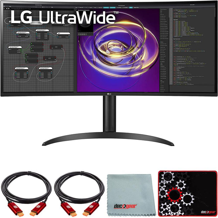 LG 34" Curved 21:9 UltraWide QHD IPS Display PC Monitor with Mouse Pad Bundle