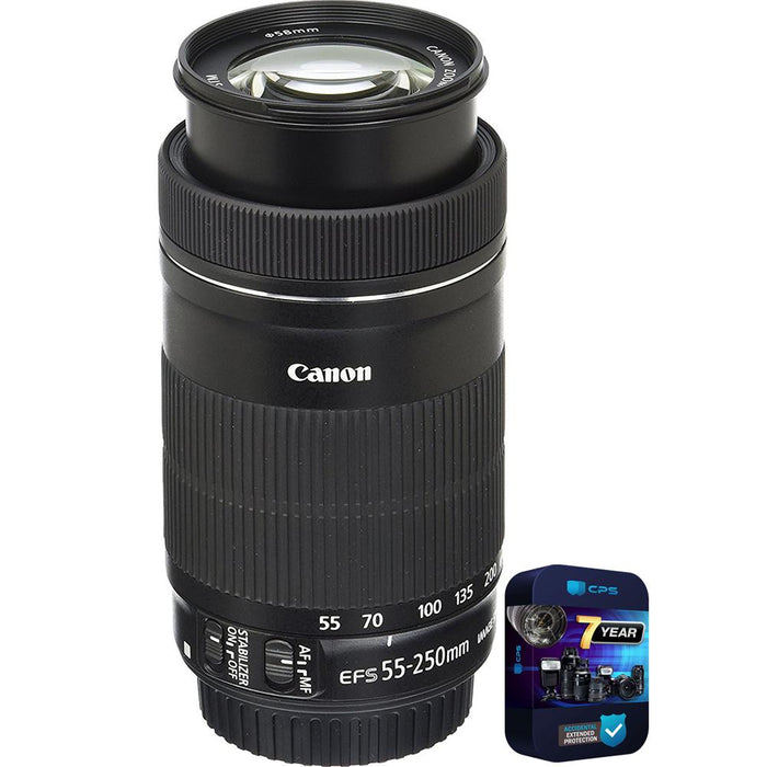Canon EF-S 55-250mm f/4-5.6 IS STM Lens with 7 Year Extended Warranty