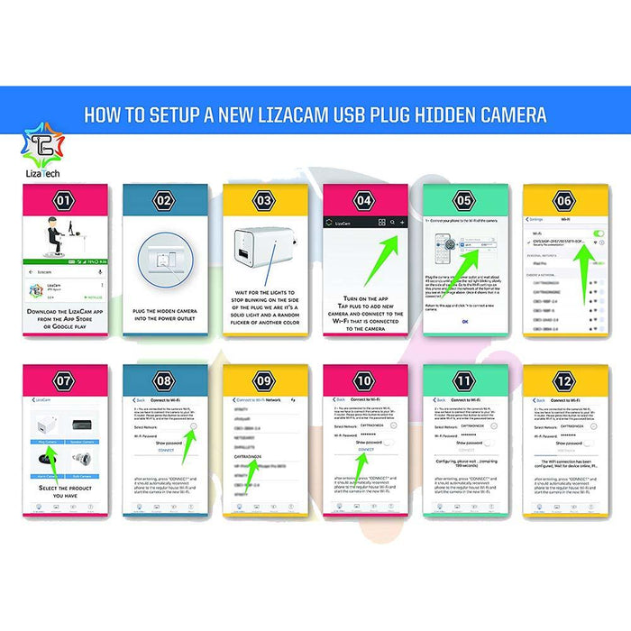 LizaTech LizaCam USB Wall Plug Hidden IP Camera for Live Video Monitoring - Open Box