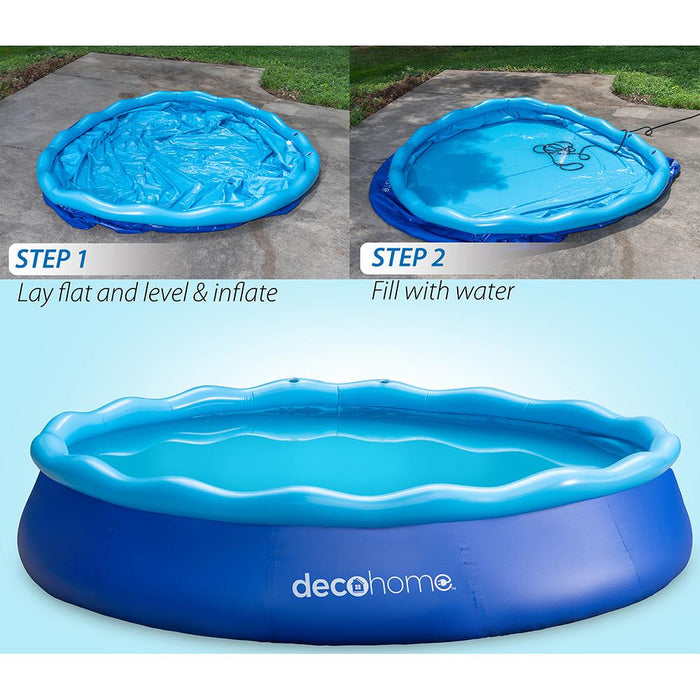 Deco Home 12FT x 30IN Inflatable Pool with Filter Pump and Air Compressor - Open Box