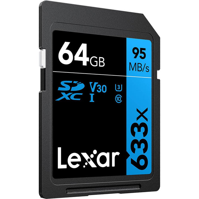 Lexar 64GB Professional 633x SDXC Class 10 UHS-3/U2 Memory Card Up to 95 Mb/s