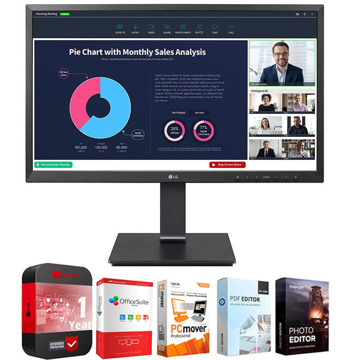 LG 24MP750C-B 24" Full HD PC Monitor with IPS Display + Protection Pack