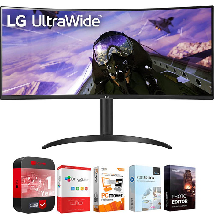 LG 34WP65C-B 34" Curved UltraWide QHD HDR Premium Monitor + Protection Pack