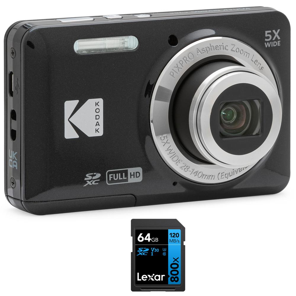 Kodak PIXPRO FZ55 Digital Camera Black with Lexar 64GB Memory Card