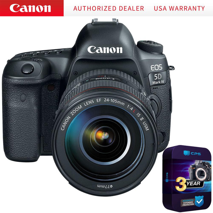 Canon EOS 5D Mark IV DSLR Camera + 24-105mm IS II USM Lens + 3 Year Protection Pack