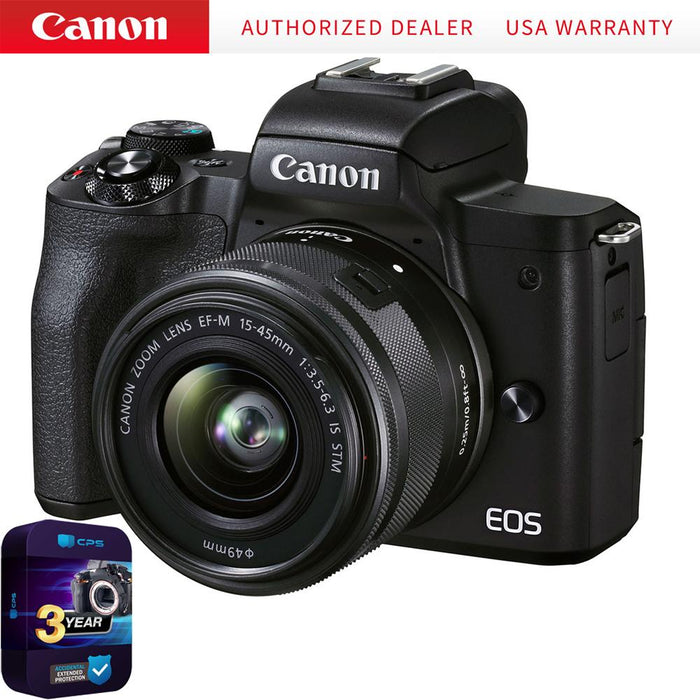 Canon EOS M50 Mark II Digital Camera +EF-M 15-45mm IS STM Lens +3 Year Protection Pack