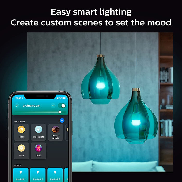 Philips Hue White/Color Smart LED Ambiance Bulb Starter Kit with Smart Button and Hub