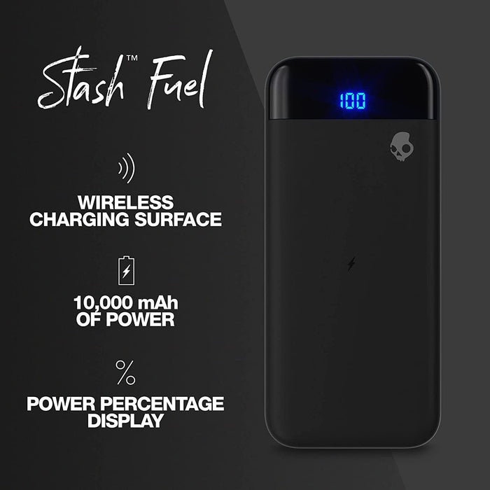 Skullcandy Stash Fuel 10000 mAh Portable Wireless Charging Power Bank - Black