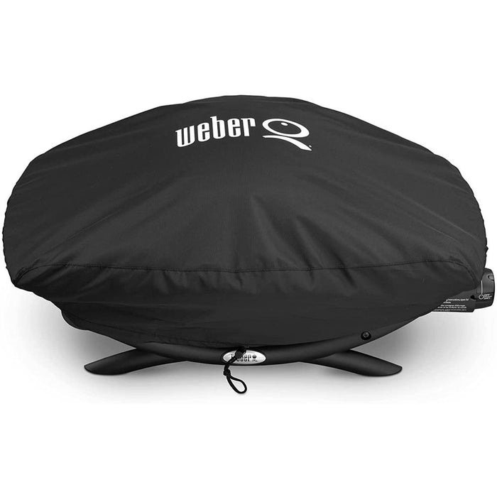 Weber Premium Grill Cover for Q 200/2000 Series Gas Grills w/ Kitchen Accessory Bundle