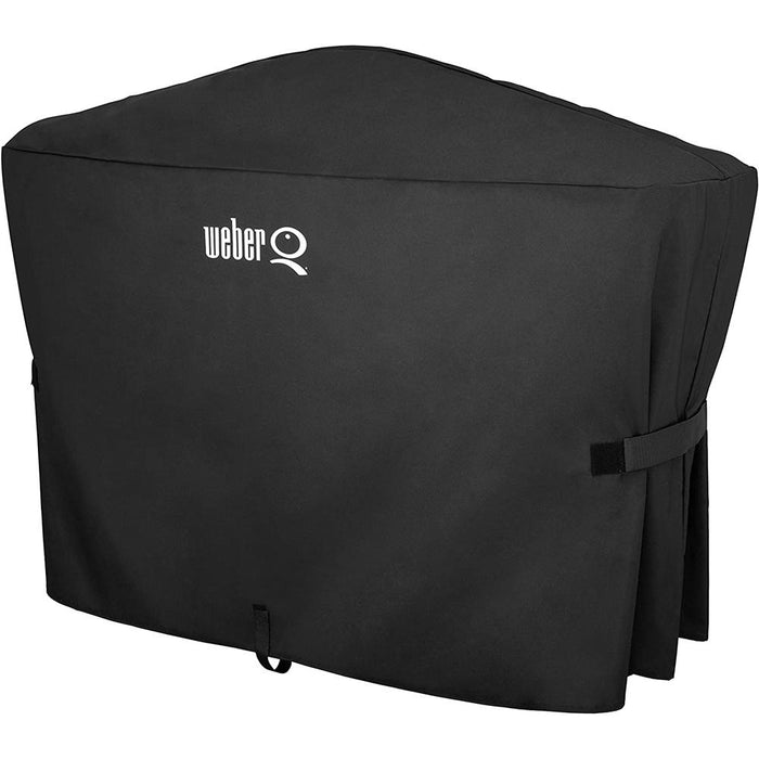 Weber 7112 Q 2000 and 3000 Series Premium Grill Cover w/ Kitchen Accessory Bundle